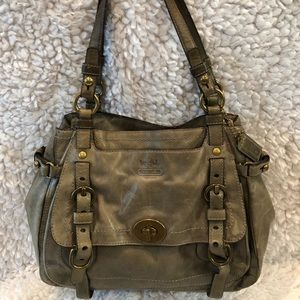 Grey Leather Coach Satchel